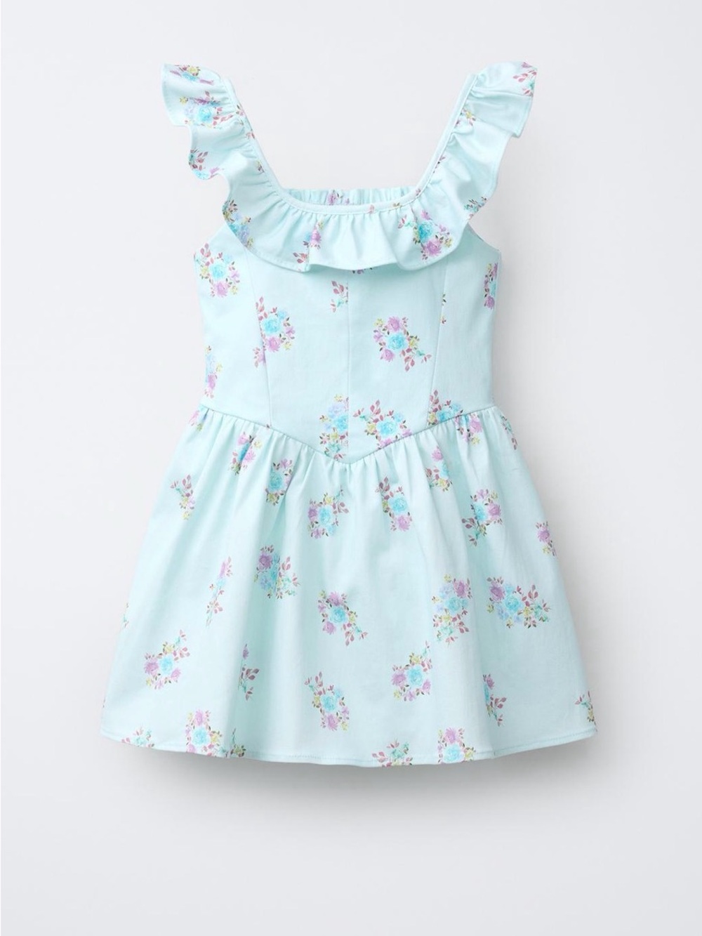 Zara Mint Floral Ruffle-Trim Sundress